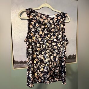 Chaus Navy Floral Print Top